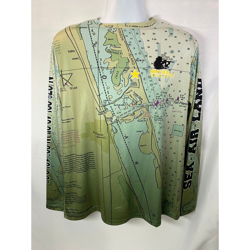 National Navy SEAL museum UPF Navigational Map unisex combat boat 21x27